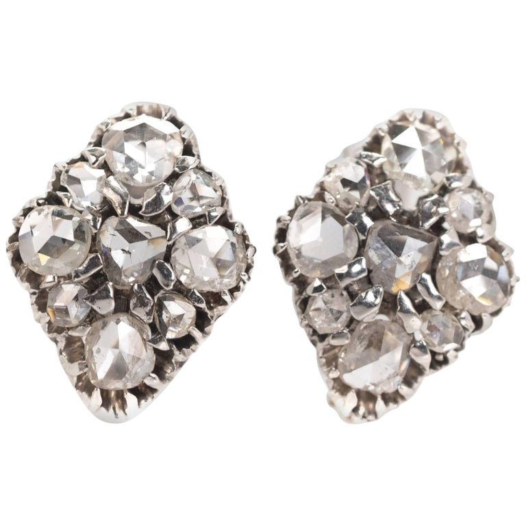 1880s Victorian Era Rose Cut 3 Carat Diamond Earrings (1 of 4)