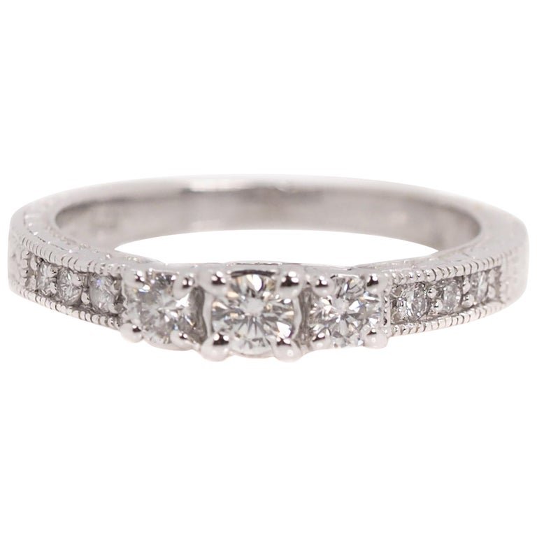 0.25 Carat Diamond and 14 Karat White Gold Vintage Inspired Engagement Ring (1 of 6)