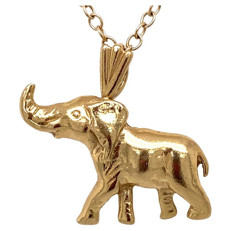 1950s Elephant Animal Pendant in 14 Karat Yellow Gold (1 of 4)