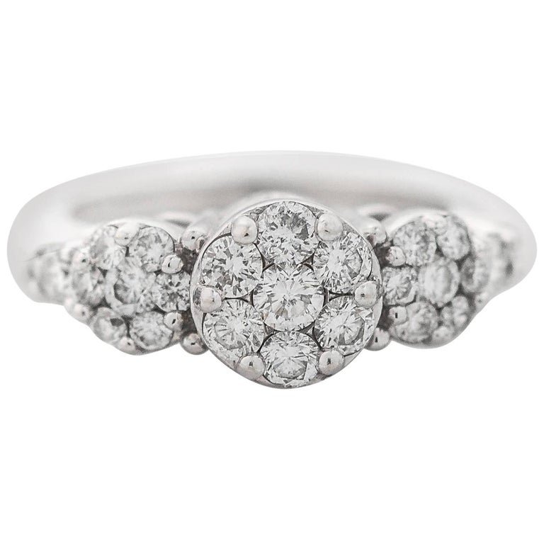 1980s 1 Carat Diamond Cluster 14 Karat White Gold Engagement Ring (1 of 6)