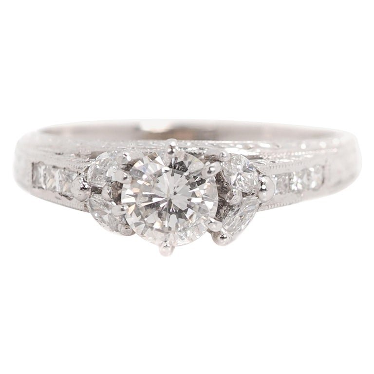 1 Carat Diamond Platinum Engagement Ring, Vintage Inspired (1 of 6)