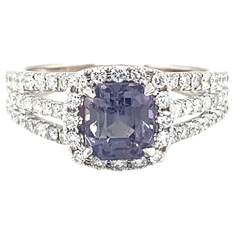1 Carat No Heat Ceylon Sapphire and Diamond Ring in 18 Karat White Gold (1 of 5)