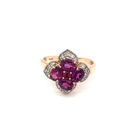 10K Gold Garnet and Diamond Ring