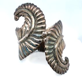 Sterling Silver Mexican Feather Hinged Bracelet