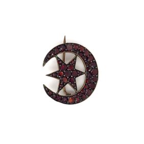 Silver Victorian Bohemian Garnet Brooch