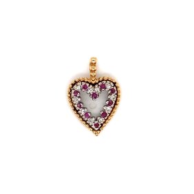 14k Rubies and Diamonds Heart Pendant
