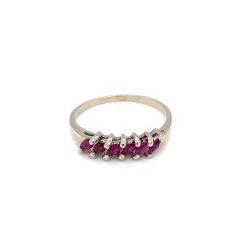 10K White Gold Marquise Ruby Band