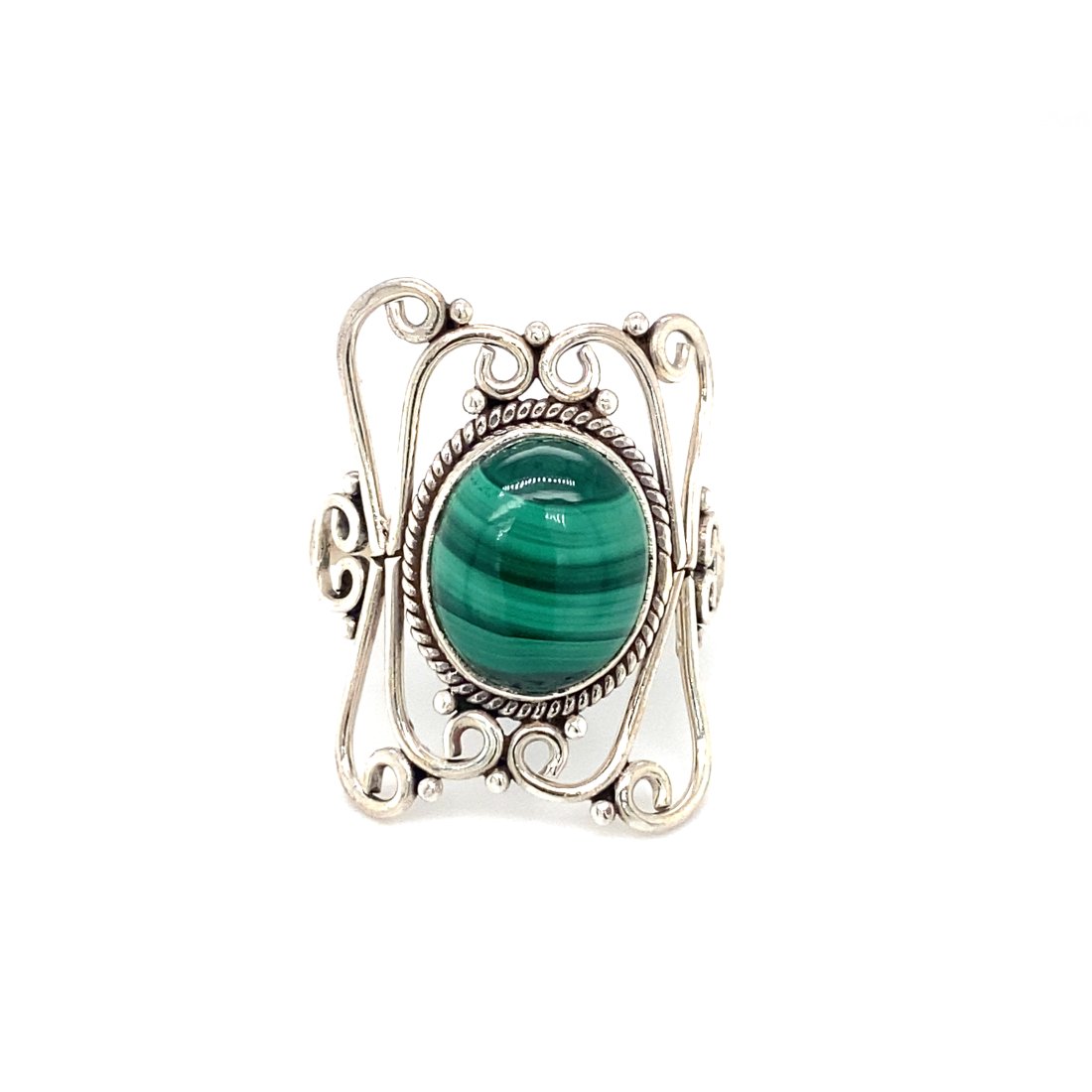 Circa 1960s 3.0ct Malachite Ring in Sterling Silver (1 of 5)