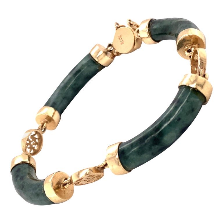 1960s Jade Bracelet in 14 Karat Yellow Gold (1 of 4)
