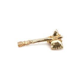 Circa 1980s Tomahawk Lapel Pin Tie Tack in 14K Gold
