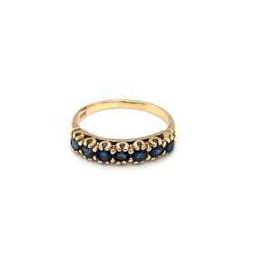 1940s Retro Vintage 14K Gold Sapphire Band