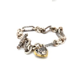David Yurman Bracelet with Heart Charm Sterling Silver