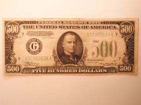 $500 DOLLAR BILL UNITED STATES CURRENCY SERIES 1934 A