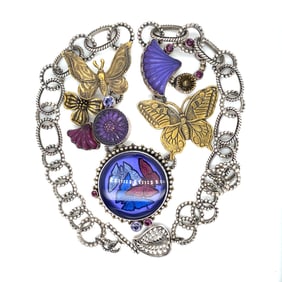 Mars & Valentine Sterling Silver Statement Necklace with Butterfly Design