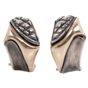 Collection 18 Karat Yellow Gold and Sterling Silver Earrings