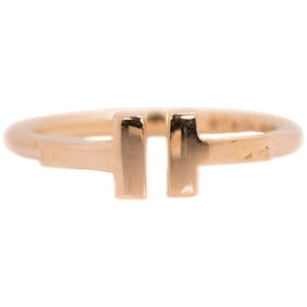 Tiffany & Co. 18 Karat Rose Gold Double T Design Wire Ring
