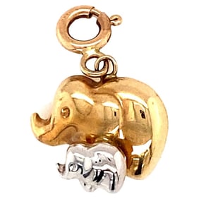 Elephant Family Charm in 14 Karat Two-Tone Gold