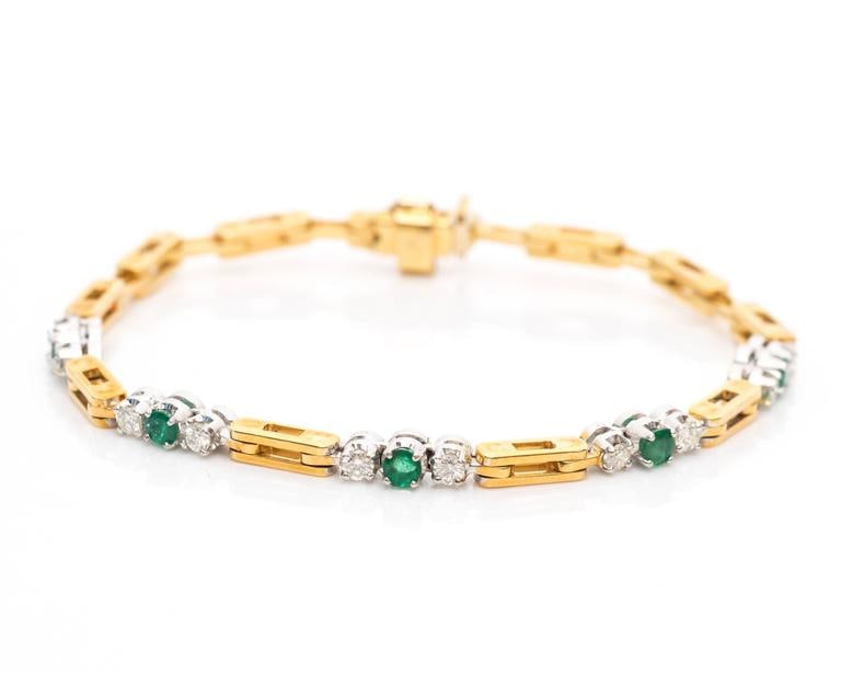 1950s Emerald Diamond Yellow Gold Bracelet (1 of 5)