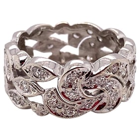 1920s Handmade Art Deco Diamond Cigar Band in 14 Karat White Gold
