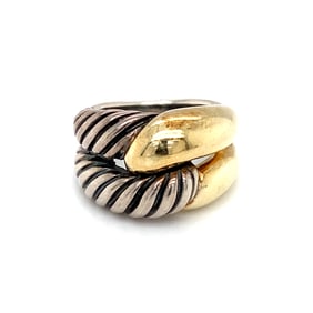David Yurman Interlocking Band Ring in Sterling Silver and 14K Yellow Gold