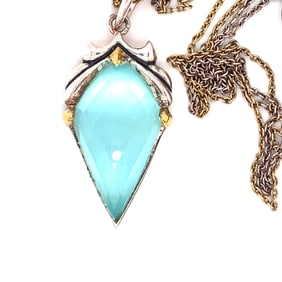 Stephen Webster Double Chain Necklace in Sterling Silver and Topaz Pendant