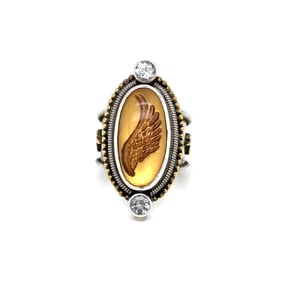 Mars & Valentine Gemstones and Glass Intaglio Ring in Sterling Silver