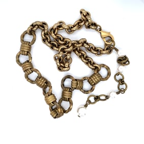 Faux Pearls Chain Choker Necklace in Gold Tone Metal