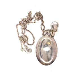 Locket Pendant with Heart and Piece Charms Necklace in Sterling Silver