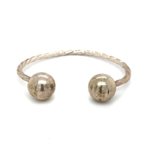 Circa 1960s Mexican Made Bangle Cuff Bracelet in Sterling Silver