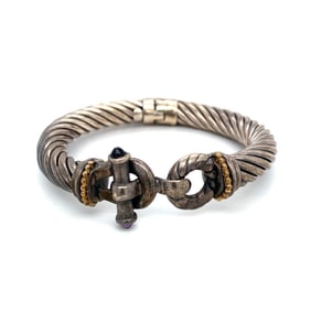 Jonah Grossbardt Amethyst Twist Cuff Bracelet in Sterling Silver