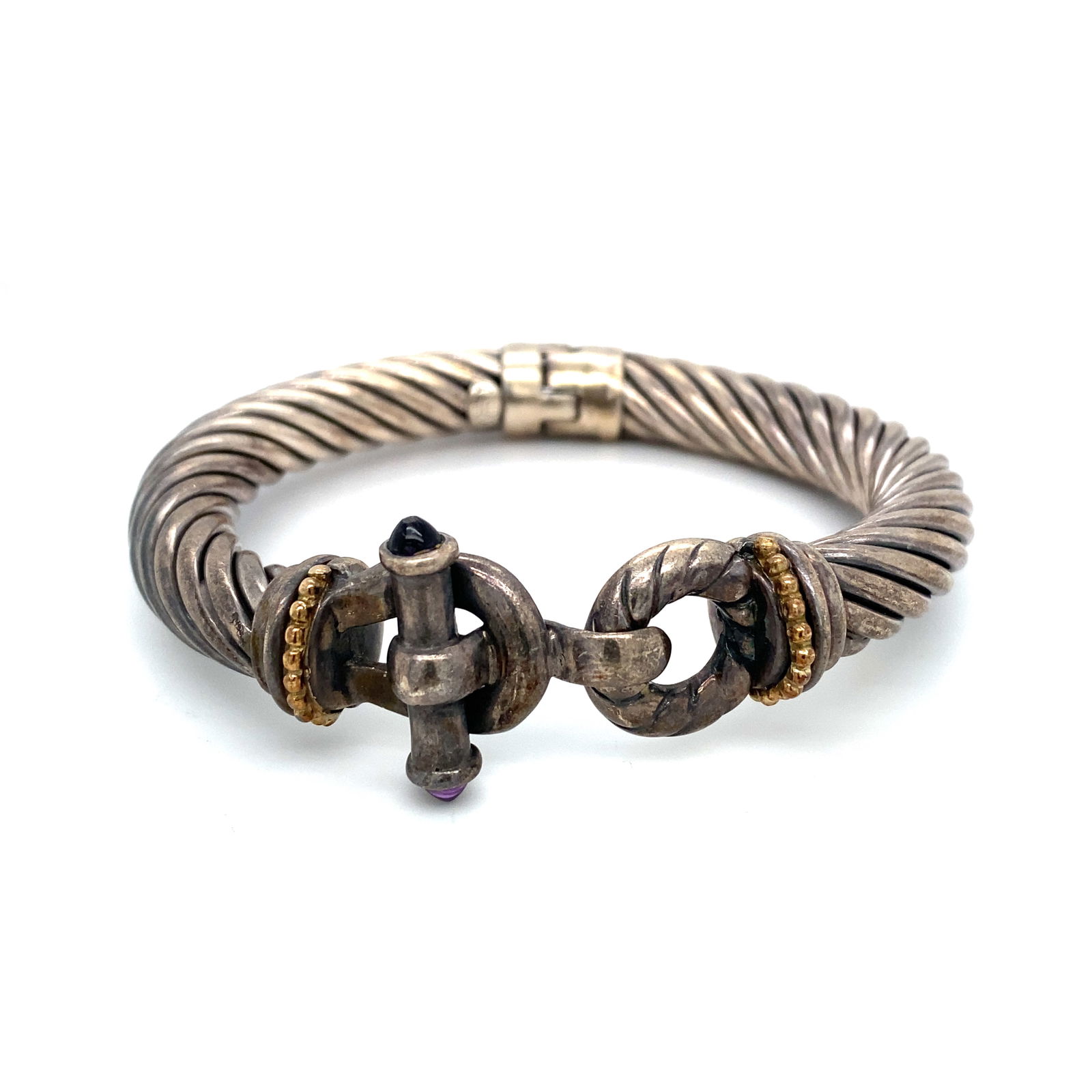 Jonah Grossbardt Amethyst Twist Cuff Bracelet in Sterling Silver (1 of 8)
