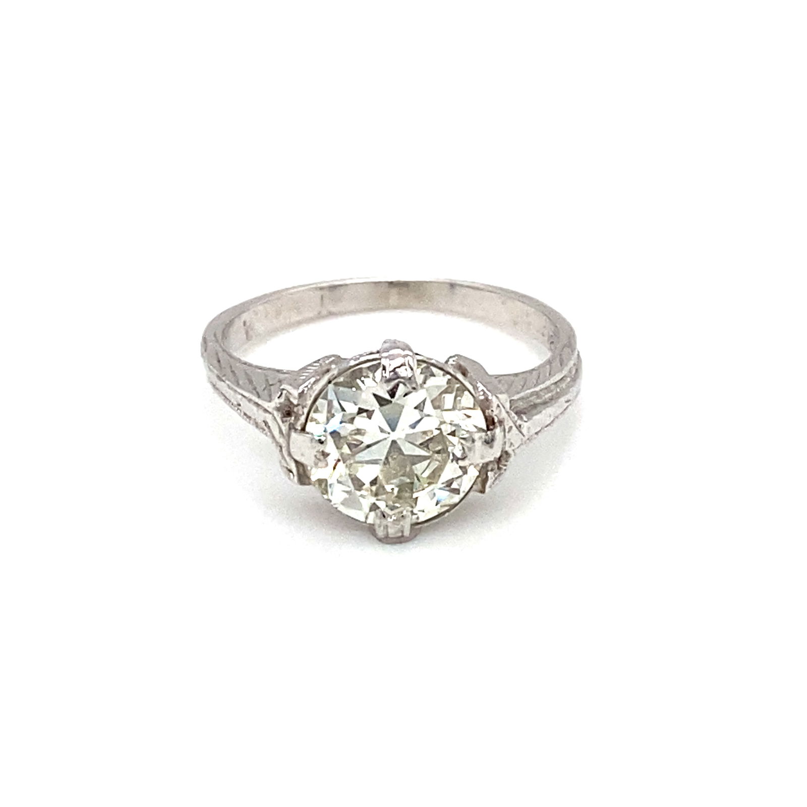 Circa 1923 Art Deco 1.83 Carat Diamond Engagement Ring in 18K White Gold (1 of 8)