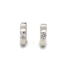 14K White Gold Diamond Hoop Earrings