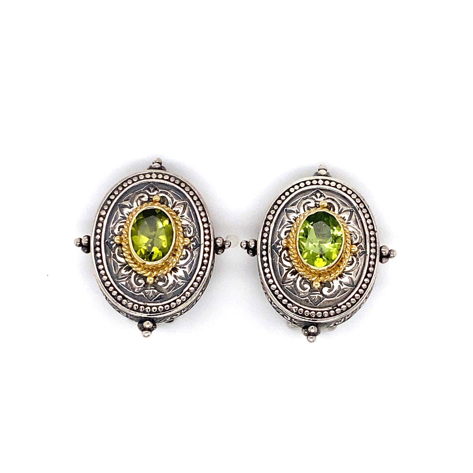 Konstantino Sterling Silver Oval Peridot Clip Earrings (1 of 9)