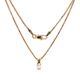 14K Gold Marquise Diamond Pendant and Chain