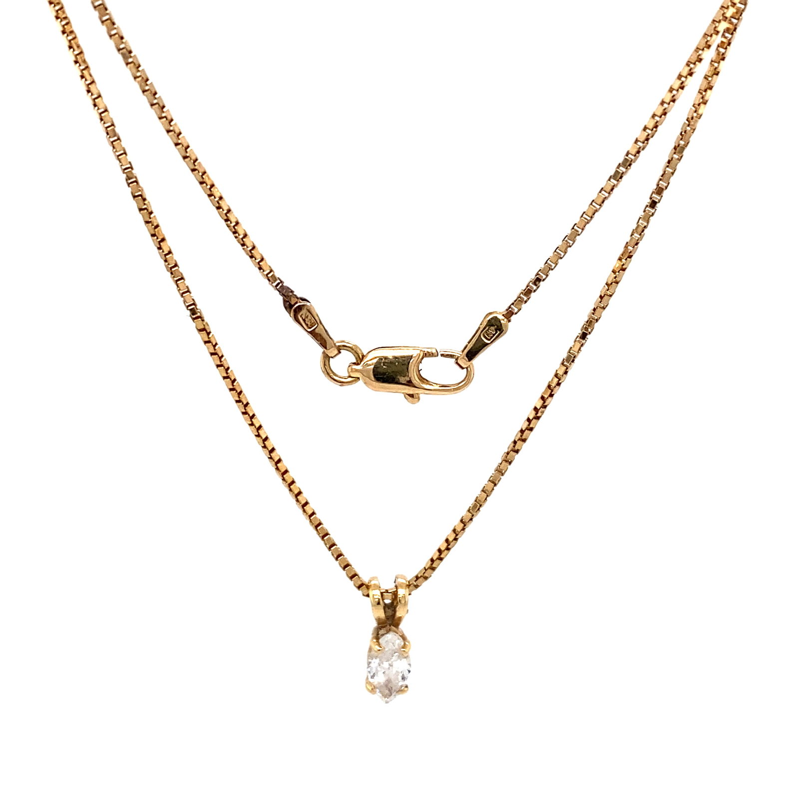 14K Gold Marquise Diamond Pendant and Chain (1 of 8)