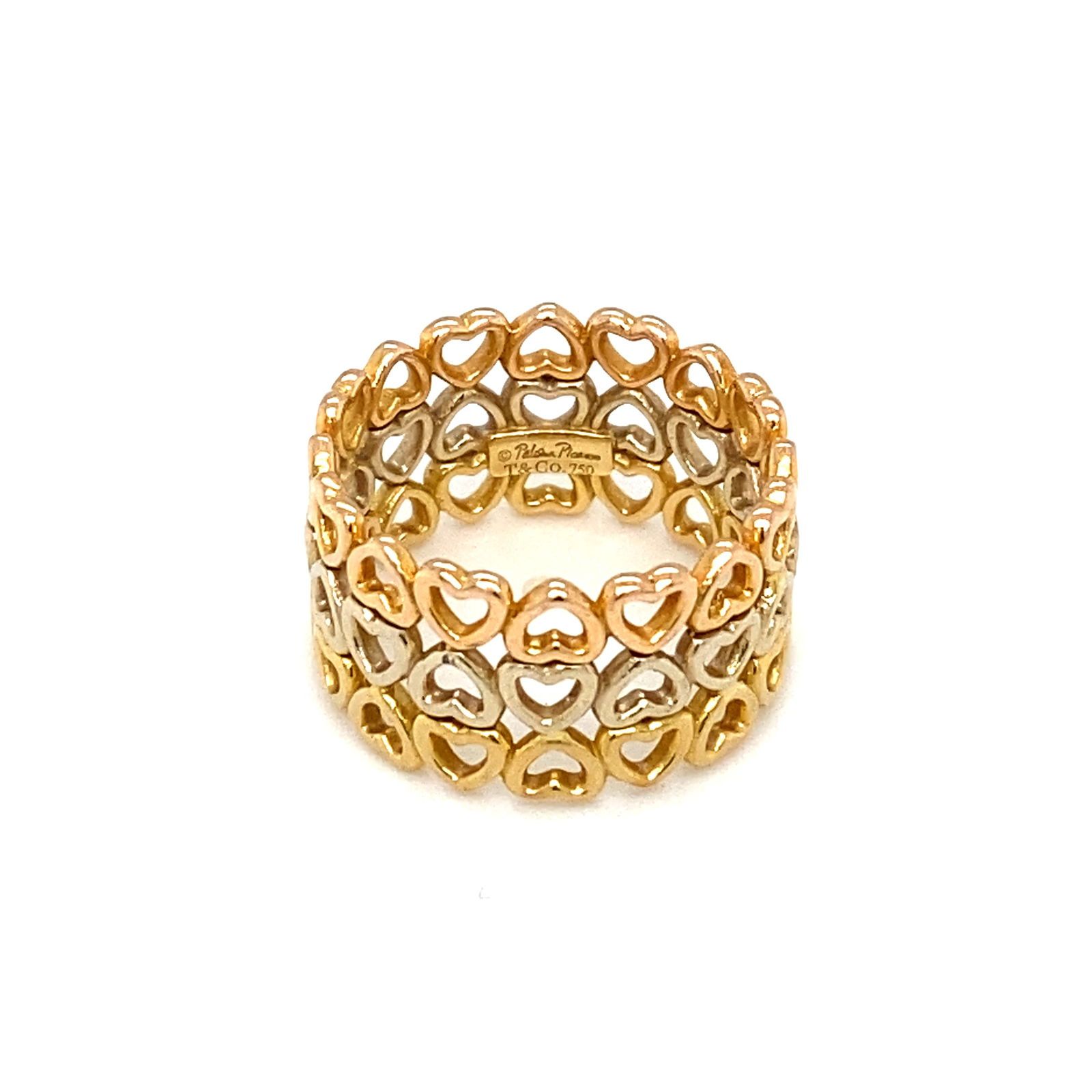 Paloma Picasso for Tiffany & Co. Tricolor Gold Three Row Heart Band (1 of 4)