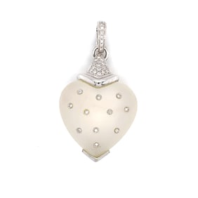 White Gold Crystal and Diamond Heart Pendant