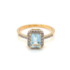 Aquamarine and Diamond Ring