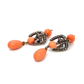 Edwardian Coral Dangle Earrings