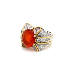 Orange Garnet and Diamond Ring