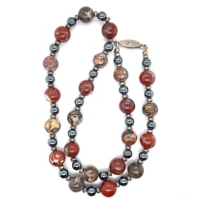 Agate and Hematite Beaded Necklace