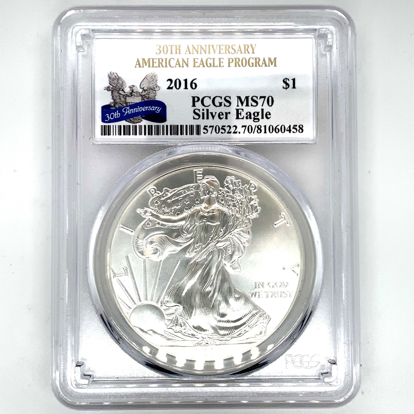 PCGS MS70 Silver Eagle Dollar Coin (1 of 4)