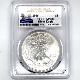 PCGS MS70 Silver Eagle Dollar Coin