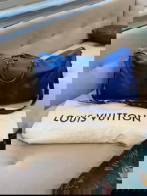 Louis Vuitton Keepall Blue Leather Travel Bag