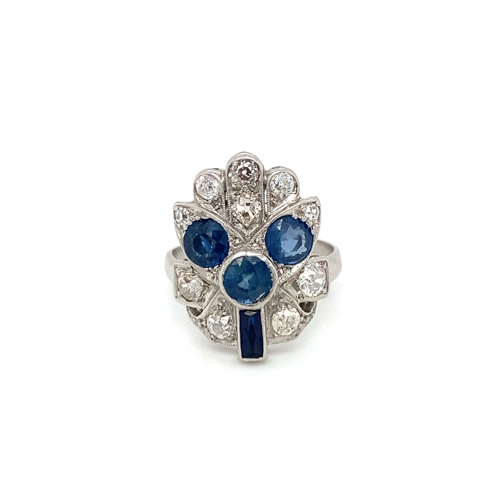 1920s Sapphire and Diamond Platinum Ring (1 of 6)