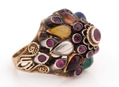 Multi-Gemstone 18K Gold Princess Ring