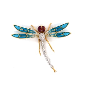 18K Gold Dragonfly Brooch
