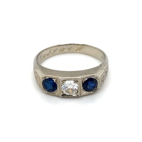 1930s Sapphire and Diamond Men's Wedding Ring