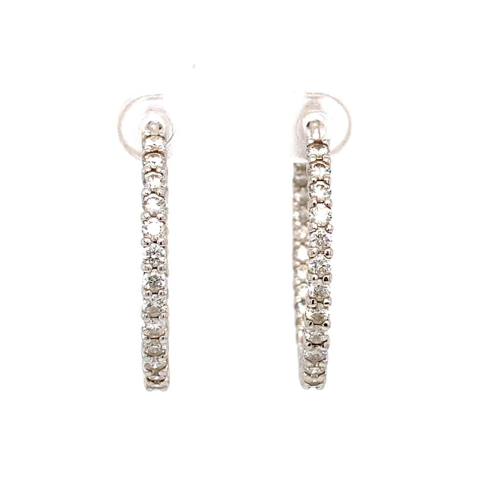 Roberto Coin Diamonds Inside-Out Hoop Earrings in 18K White Gold (1 of 9)